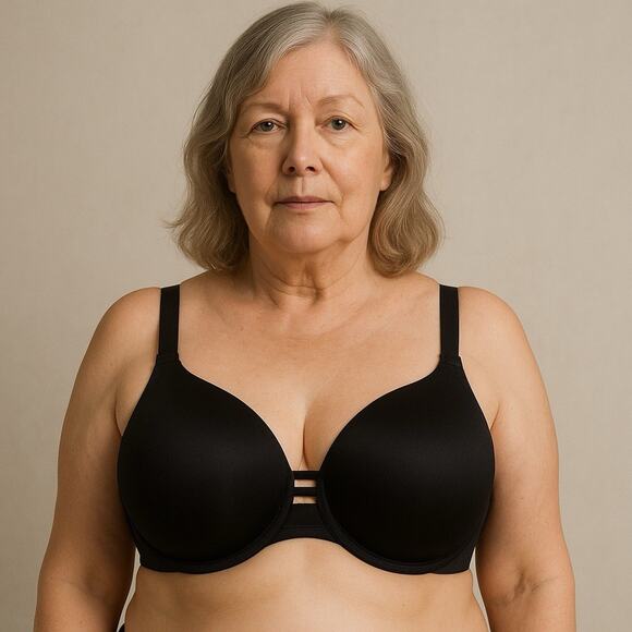 Soma Bra NWT Womens Size 42D Black Stunning Push-up Plunge Wide Stripe 570347827 - Picture 1 of 5